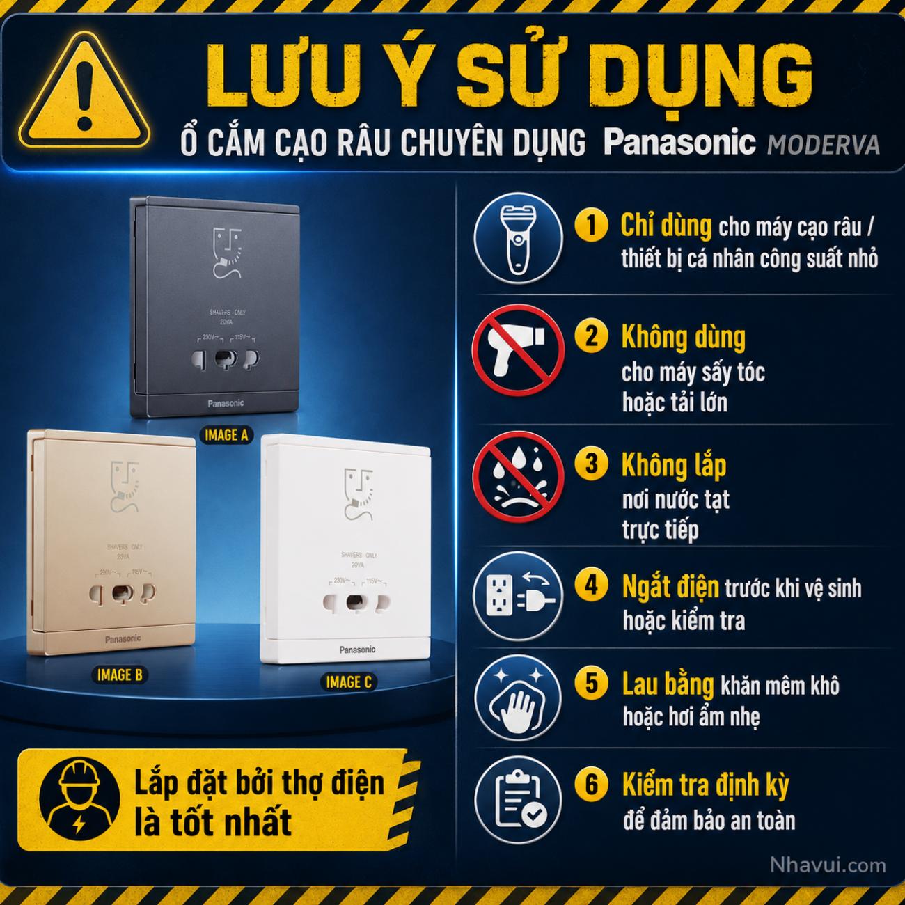 Bộ ổ cắm chuyên dùng máy cạo râu Moderva Panasonic PLS WMF132-VN